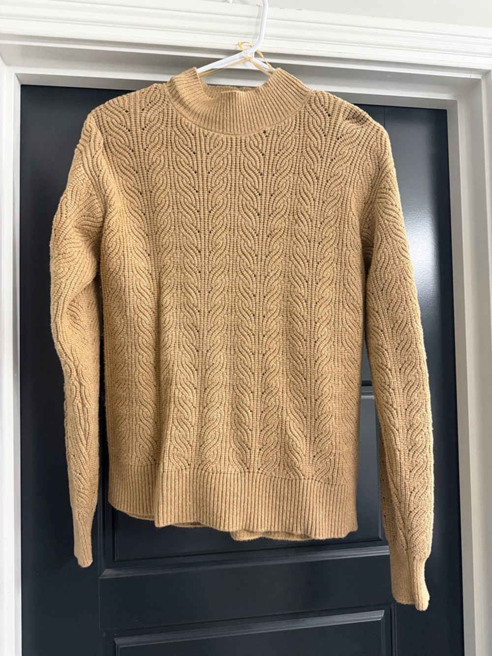 Cyrus Camel Cable Knit Turtleneck Sweater